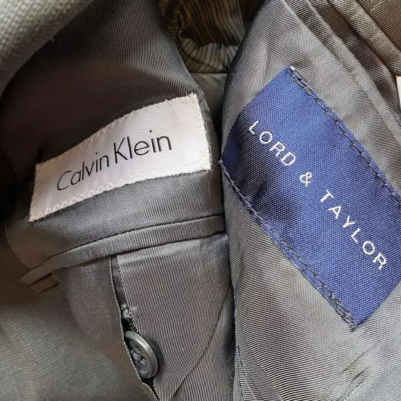 Calvin Klein Lord & Taylor Men's 44L Slim Fit Suit Blazer Jacket Gray 100% Wool - Picture 5 of 14